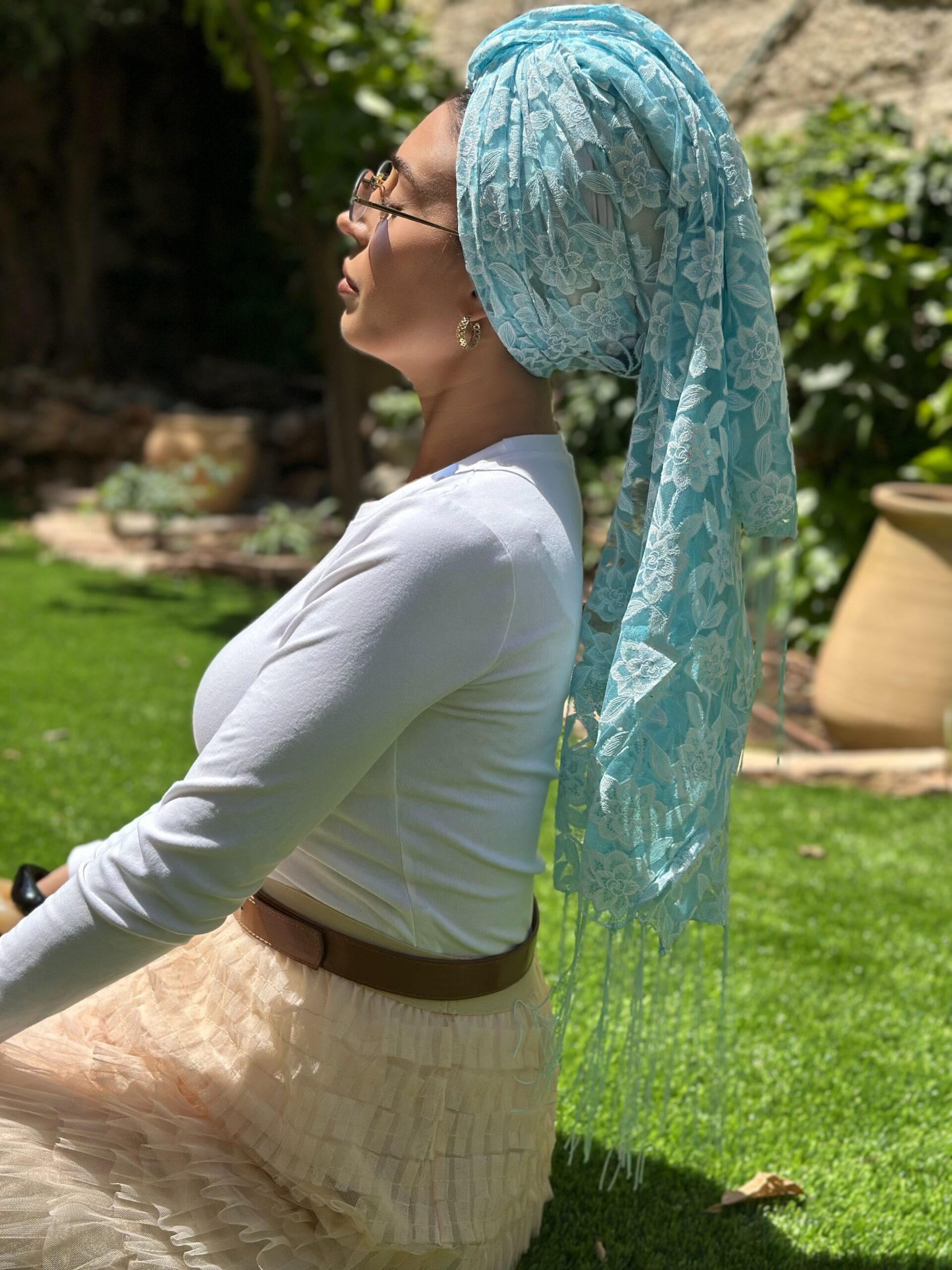 IMG_0817 מטפחת רשת פרחים טורקיז – תמונה 1