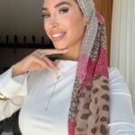 דגם מנומר משולב אדום שמנת לונג