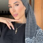 דגם לונג סיומת תחרה אפור בד נמתח